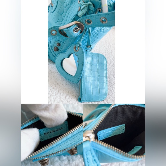 Authentic Balenciaga women's  Le Cagole Xs Bucket Bag Crocodile Embossed - Picture 5 of 16